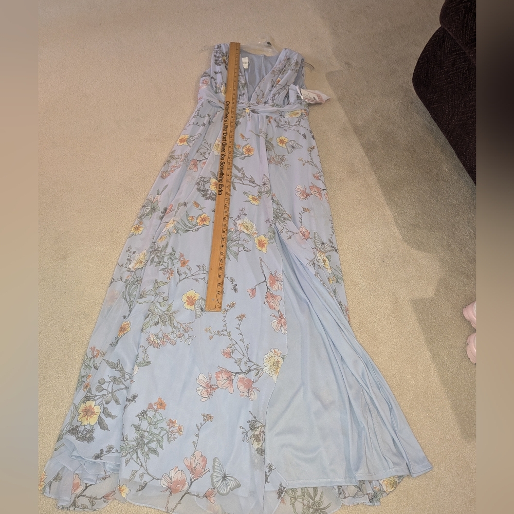 After Six Dessy Collection Baby Blue Floral Butterfly Formal Dress Wedding Guest - Picture 13 of 16